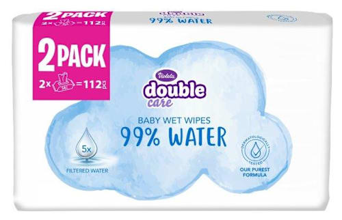 double care 99% water vlažne maramice za bebe, 2pack: 2x56kom Violeta