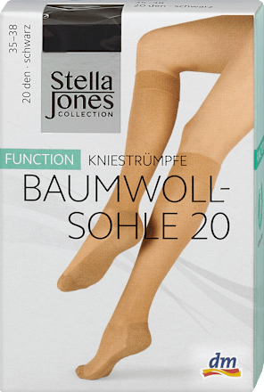 Function dokoljenke Baumwollsohle, 20 DEN, veličina 35 – 38 – Crna, 1 par  Stella Jones