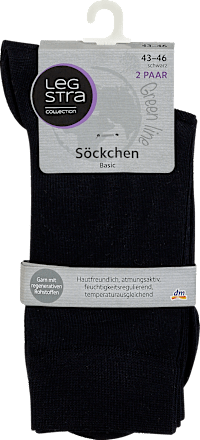 Söckchen Basic schwarz, Gr. 43-46 (2 Paar) Legstra