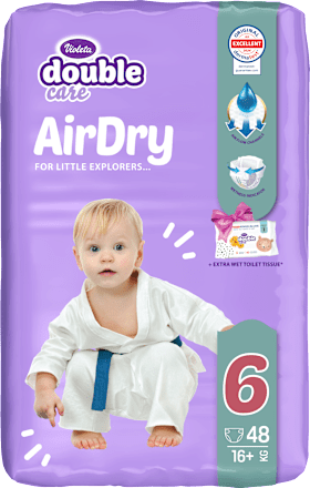double care AirDry pelene junior plus (16+ kg) + KIDS vlažni toaletni papair 40 kom. Violeta