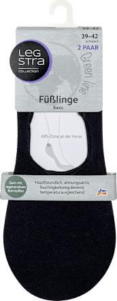 Füßlinge Basic schwarz, Größe 39-42 (2 Paar) Legstra