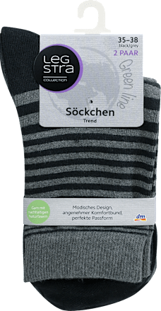 SöckchenTrend grau-schwarz, Gr. 35-38 (2 Paar) Legstra