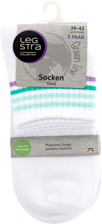 Șosete Trend Crew alb și turcoaz, mărimea 39 - 42 (2 perechi) Legstra