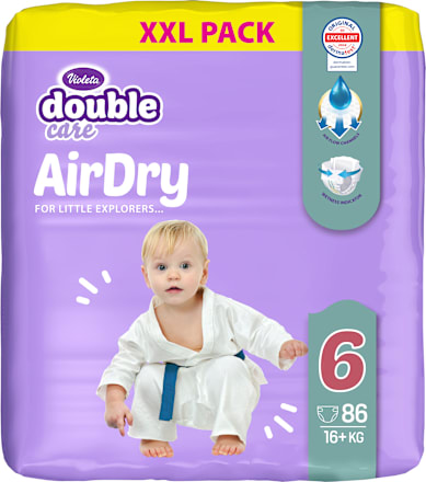 double care pelene AirDry XXL PACK, veličina 6 (16+ kg) Violeta