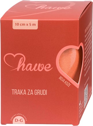 Traka za grudi – boja kože, 10 cm x 5 m hawe