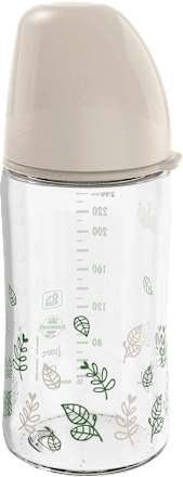 Babyflasche aus Glas cherry green, beige, von Geburt an, 240 ml Nip