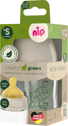 Babyflasche aus Glas cherry green, beige, von Geburt an, 120ml Nip