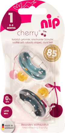 Schnuller Cherry Latex, türkis/blau, Gr.1, 0-6 Monate Nip