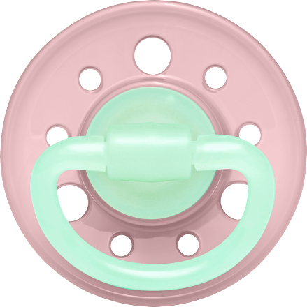 Schnuller Cherry Night Latex, rosa/grün, Gr.1, 0-6 Monate Nip