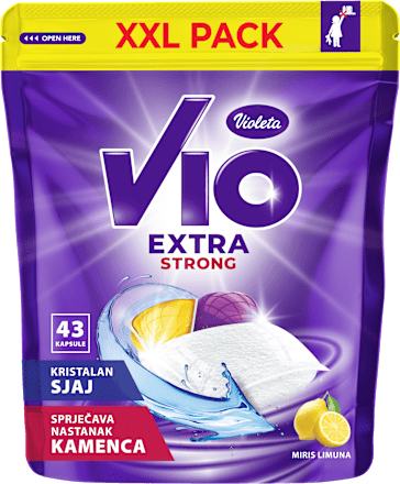 Kapsule za strojno pomivanje posode VIO Extra Strong, vonj limone, XXL pakiranje Violeta VIO