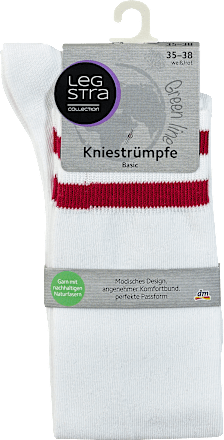 Șosete pana la genunchi alb cu rosu mărimea 35-38 Legstra