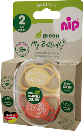 Schnuller green My Butterfly Silikon, orange, Gr. 2, 5-18 Monate Nip