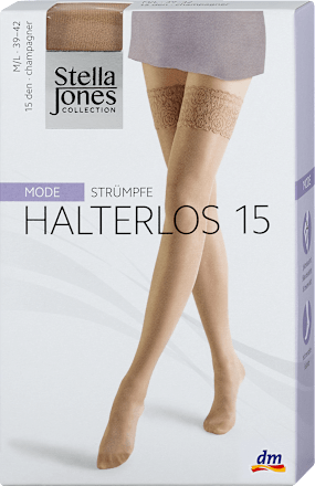 Strümpfe Mode Halterlos champagner 15 DEN, Gr. 39-42 (M/L) (1 Paar) Stella Jones