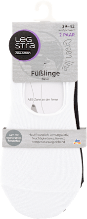Füßlinge Basic weiß und schwarz, Größe 39-42, (2 Paar) Legstra
