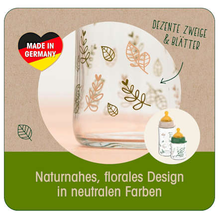 Babyflasche aus Glas cherry green, beige, von Geburt an, 120ml Nip