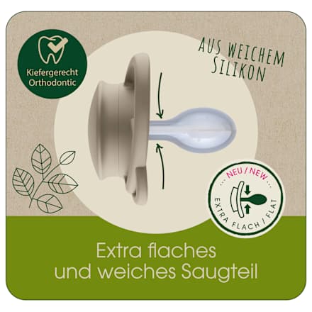Schnuller green My Butterfly Silikon, grau/braun, Gr. 2, 5-18 Monate Nip