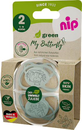 Schnuller green My Butterfly Silikon, mint/grün, Gr. 2, 5-18 Monate Nip