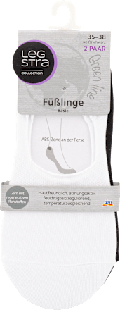 Füßlinge Basic weiß und schwarz, Größe 35 - 38, (2 Paar) Legstra