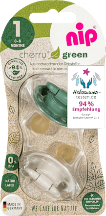 Schnuller Cherry Green Latex, beige/dunkelgrün, Gr.1, 0-6 Monate Nip