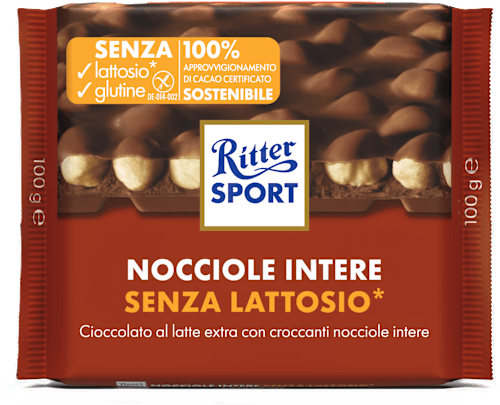 Cioccolato al latte extra con nocciole senza lattosio Ritter SPORT