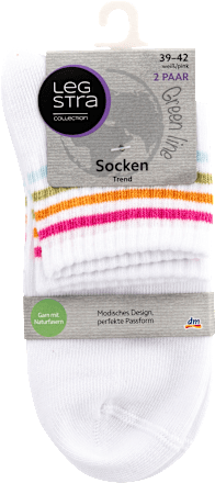 Șosete Trend Crew alb și roz, mărimea 39 - 42 (2 perechi) Legstra