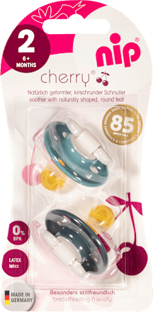 Schnuller Cherry Latex, grün/blau, Gr.2, ab 6 Monate Nip