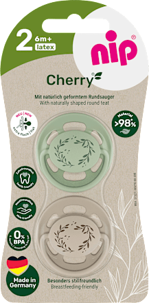 Schnuller Cherry grün/braun, Gr. 2, ab 6 Monate Nip