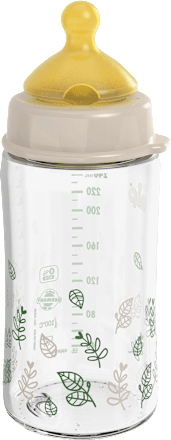 Babyflasche aus Glas cherry green, beige, von Geburt an, 240 ml Nip