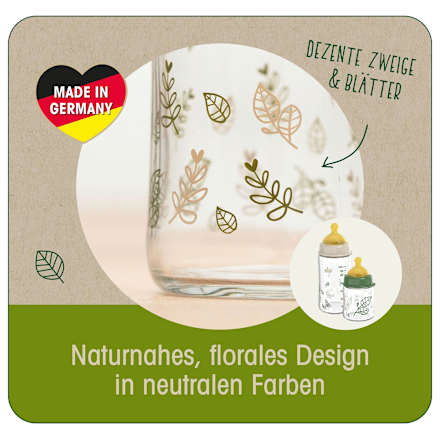 Babyflasche aus Glas cherry green, beige, von Geburt an, 240 ml Nip