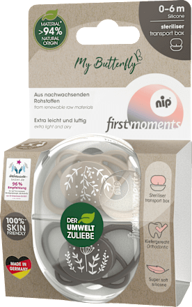 Schnuller My Butterfly Silikon, braun/beige, 0-6 Monate  Nip