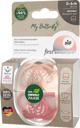 Schnuller My Butterfly Silikon, rosa/pink, 0-6 Monate Nip