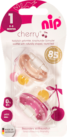 Schnuller Cherry Latex, lachs/pink, Gr.1, 0-6 Monate Nip