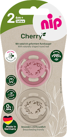 Schnuller Cherry rot/braun, Gr.2, ab 6 Monaten Nip