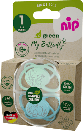 Schnuller green My Butterfly Silikon, blau, Gr. 1, 0 - 6 Monate Nip