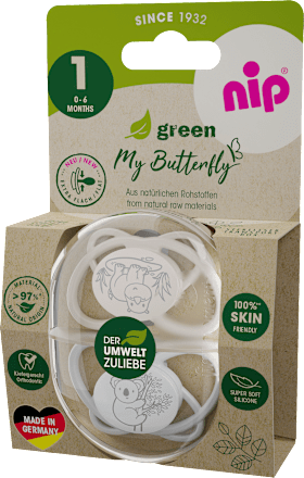 Schnuller green My Butterfly Silikon, braun, Gr. 1, 0 - 6 Monate Nip