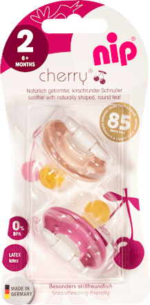 Schnuller Cherry Latex, lachs/pink, Gr.2, ab 6 Monate Nip