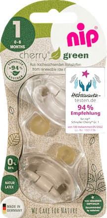 Schnuller Cherry Green Latex, braun/beige, Gr.1, 0-6 Monate Nip