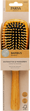 Bambusz masszázshajkefe, fa tüskékkel  PARSA BEAUTY