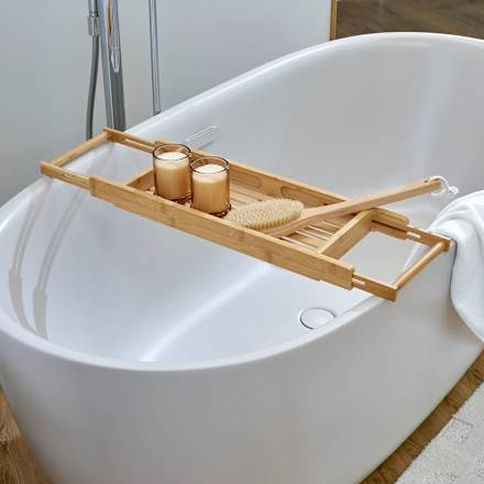 Ablage für die Badewanne aus Bambus, ausziehbar (56-90x20x4,5cm) keine Marke