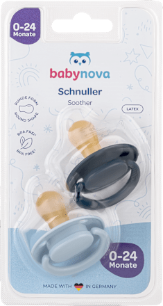 Suzete rotunde din latex cu inel 0-24 luni Baby-Nova