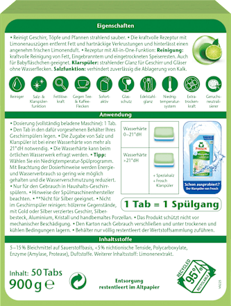 Spülmaschinen-Tabs Limone All-in-1 Frosch