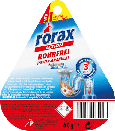 Sredstvo za odčepljivanje odvoda - granule rorax