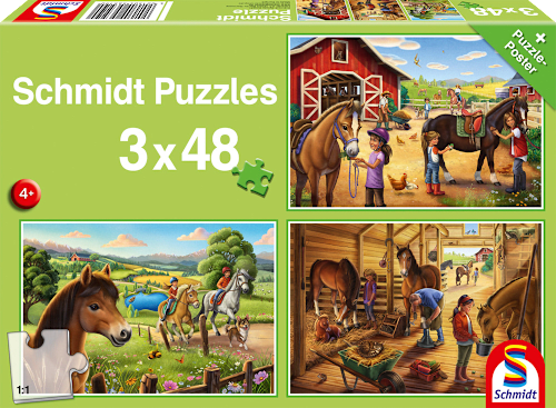 Puzzle Pferde (3x48 Teile) Schmidt Spiele