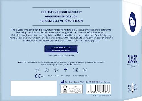 Kondome Classic, Breite 53mm Ritex