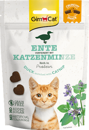 Katzenleckerli , Crunchy Snack mit Ente & Katzenminze GimCat
