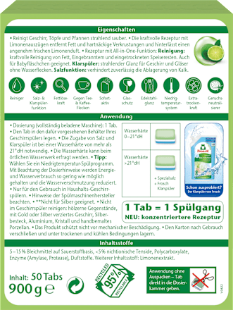 Tablete za strojno pranje posuđa – Limeta Frosch