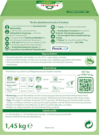 Vollwaschmittel Pulver Aloe Vera Sensitive Frosch