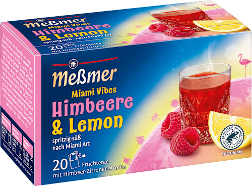 Früchtetee mit Himbeere & Lemon 'Miami Vibes'  (20 x 2,5 g) Meßmer