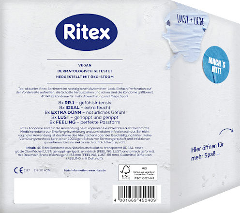Kondomautomat, Breite 53mm/55mm Ritex