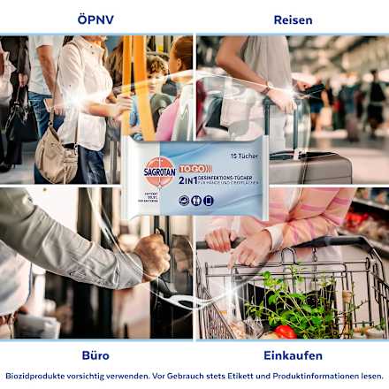 Desinfektionstücher 2in1, Reisegröße Sagrotan